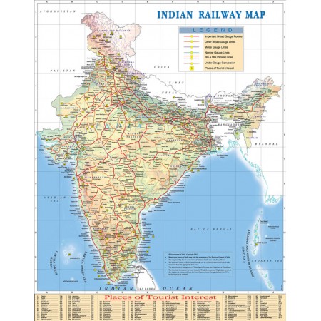 India Places of tourist interes Photographic Print Poster 24"x30" World Maps railway map