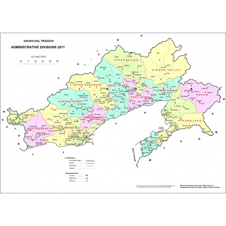 Maps of Indian States Arunachal Pradesh Photographic Print Poster 24"x34" India 