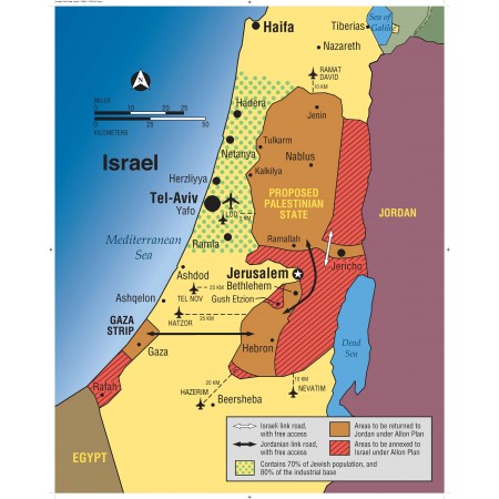 Death-Trap map Photographic Print Poster 24"x30" Israel, Kerry's Jordan Valley Arrangements 'Death-Trap' map