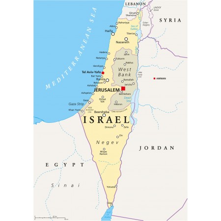 Israel political map 24"x34" Photographic Print Poster World Maps 