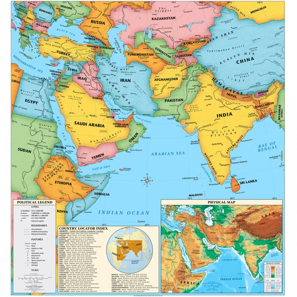 World Maps Middle East South Asia Political Map 5738