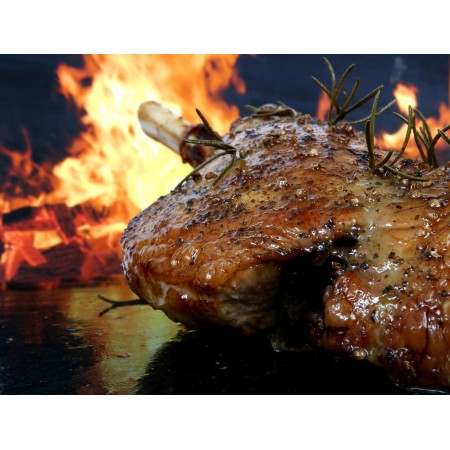 Barbeque Bbq Beef Charbroiled Fire Flame 32"x24" Photographic Print Poster 