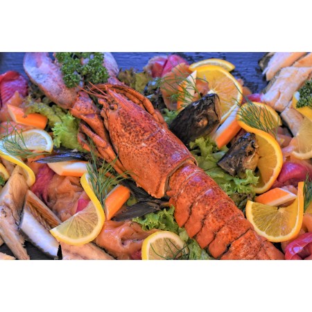 Lobster Fish Plate Smoked Fish 24"x36" Photographic Print Poster Food & Beverages