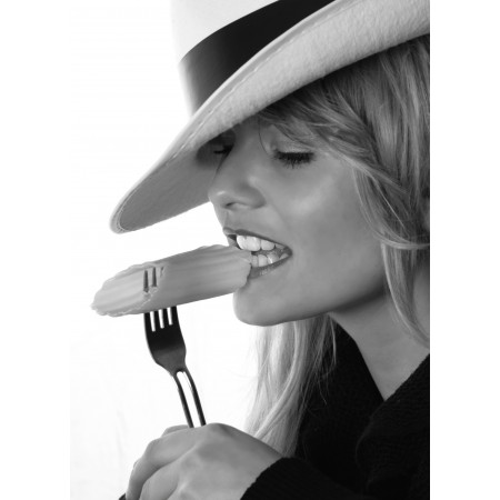 24"x17" Photographic Print Poster Person Fork Black And White Girl Woman White