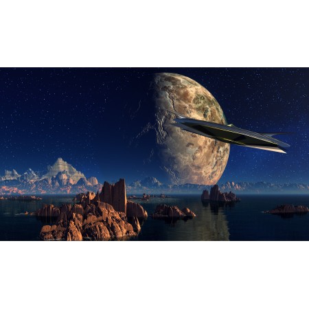 42x24 in Photographic Print Poster Landscape Water Rock Spaceship Planet