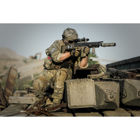 35"x24" Photographic Print Poster War Desert Guns Gunshow Soldier Action Smoke