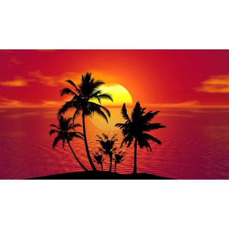 36"x24" Photographic Print Poster Tropical Summer Sunset Beach Palm Trees Island