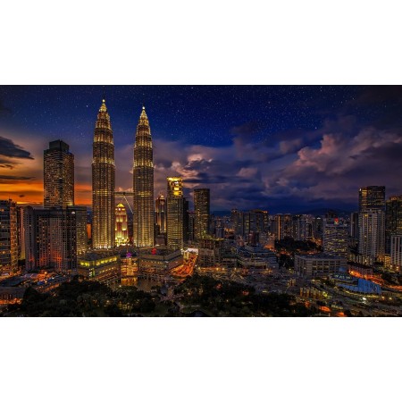 24x13in Photographic Print Poster Kuala Lumpur Petronas Twin Towers Cityscape