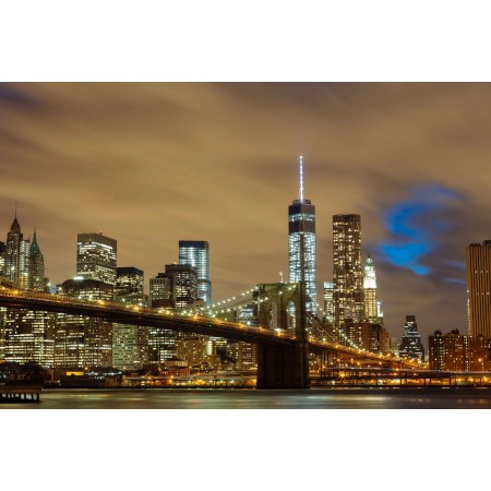 36"x24" Photographic Print Poster Bridge Brooklyn bridge Buildings City City lights