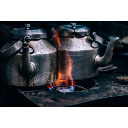 36x24 in Photographic Print Poster Kettle Boil Burn Tea pots Cook Cooking Fire