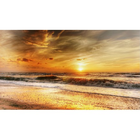 41"x24" Photographic Print Poster Beach Wave Sunset Summer Sea Nature Water Mood