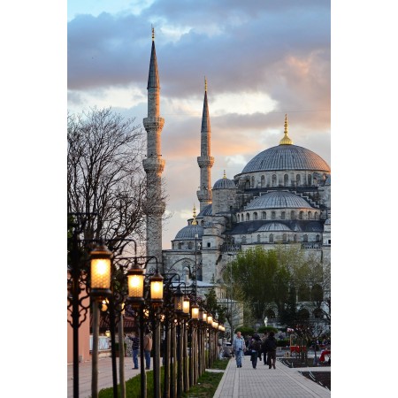 24x15 in Photographic Print Poster Mosque Minarets Street lamps Street Architecture