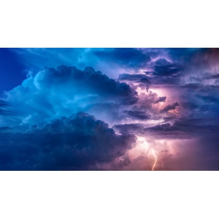 42"x24" Photographic Print Poster Thunderstorm Lightning Flashes Flash Weather Sky
