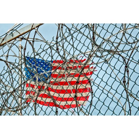 36x24 in Photographic Print Poster Prison Jail Detention Fence Wire Barbed Metal