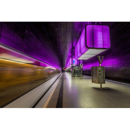 36x24 in Photographic Print Poster Harbour city Hamburg City Ubahn Lights game