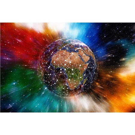 36x24 in Photographic Print Poster Network Earth Block chain Globe Digitization