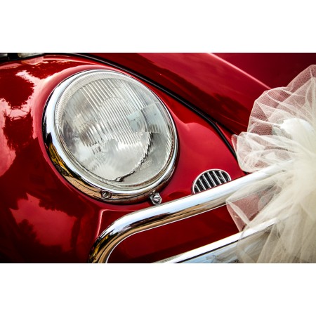 36"x24" Photographic Print Poster Car Vw Beetle Red Motor Volkswagen Wedding