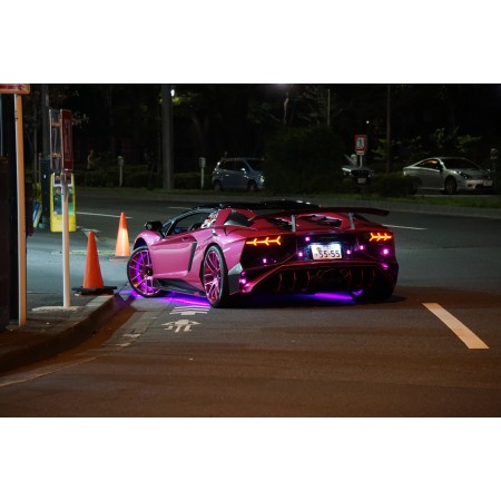 36"x24" Photographic Print Poster Tokyo Night Lamborghini Street Car Lighting