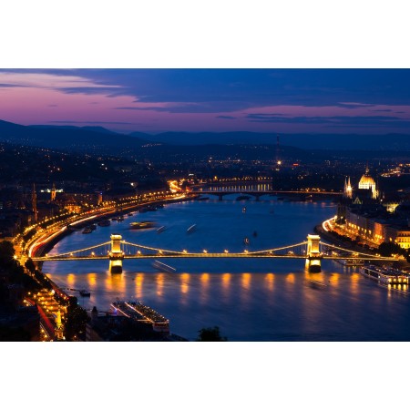 36x24 in Photographic Print Poster Evening City Bridge Chain bridge Budapest Danube