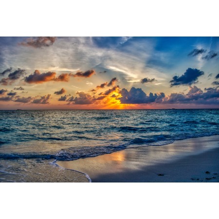 35x24 in Photographic Print Poster Beach Ocean Sunset Landscape Summer Wave Cloud
