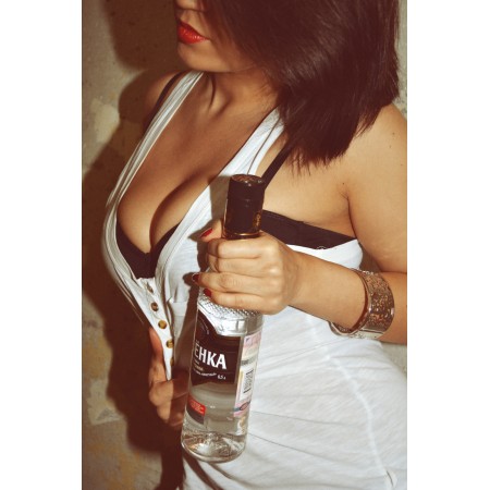 24x15 in Photographic Print Poster Breast Lips Vodka kazenka Beautiful girl Woman