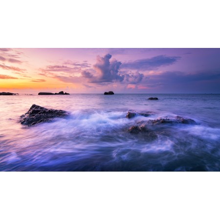 42x24 in Photographic Print Poster Seascape Ocean Sunrise Beach Colorful Wave