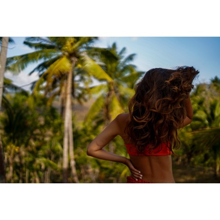 36x24 in Photographic Print Poster Bali Summer Woman Palm Indonesia Travel Jungle