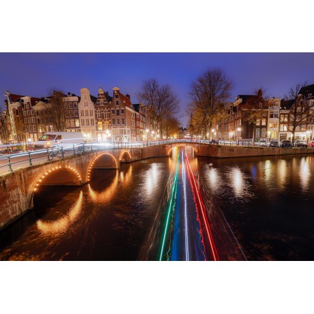 36x24 in Photographic Print Poster Amsterdam Channels Canals Night photograph