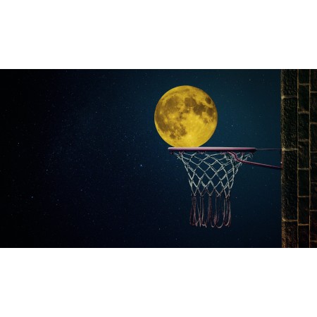 42x24 in Photographic Print Poster Moon Moonlight Night Full moon Basketball Ball