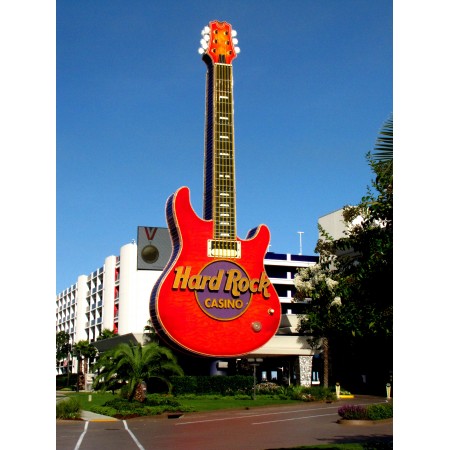 24x18 in Photographic Print Poster Hard Rock Casino Guitar Icon Advertising Red