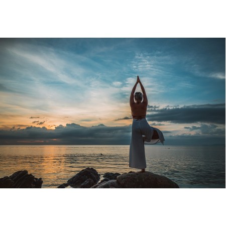 35x24 in Photographic Print Poster Yoga Yoga pose Asana Sunset Woman Meditation