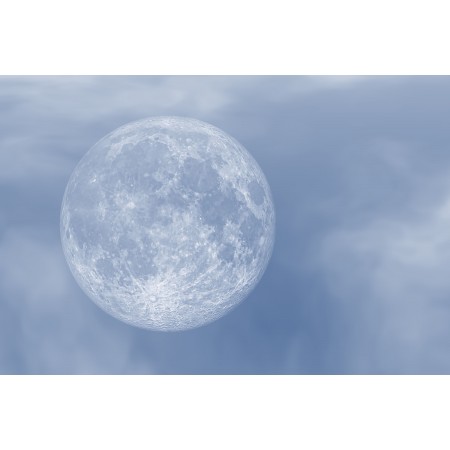 36x24 in Photographic Print Poster Moon Sky Full moon Clouds The moon Blue sky