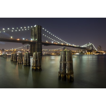 36x24 in Photographic Print Poster Nyc America Bridge Fog River Evening