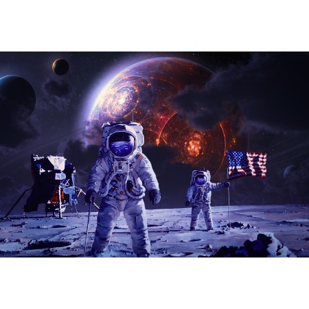 35x24 in Photographic Print Poster Astronaut Moon Galaxy Space Earth Planet Nasa