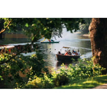 36x24 in Photographic Print Poster River Boat Bridge Canal Fall Lake Leisure