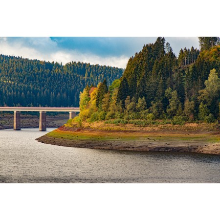 36x24 in Photographic Print Poster Oker dam Reservoir Bridge Trees Bank Road