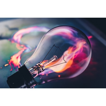 36x24 in Photographic Print Poster Bulb Idea Fire Flame Neon Creative Design