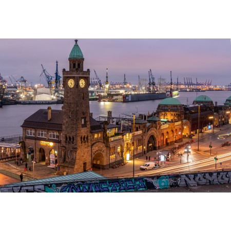 36x24 in Photographic Print Poster Port Clock tower Hamburg Architecture Tower