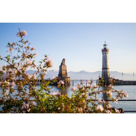 35x24 in Photographic Print Poster Lighthouse Statue Port Lindau Sculpture