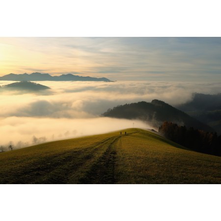 36x24 in Photographic Print Poster Mountains Fog Sky Clouds Sea of clouds Hills