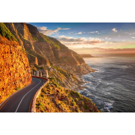35x24 in Photographic Print Poster Road Coast Cliff Sunset Mountains South atlantic