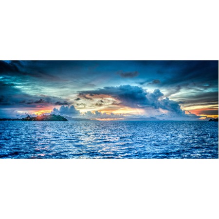 53"x24" Photographic Print Poster Bora-bora French Polynesia Sunset Ocean Pacific