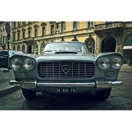 35"x24" Photographic Print Poster Lancia Car Vintage Streets Cobblestone City