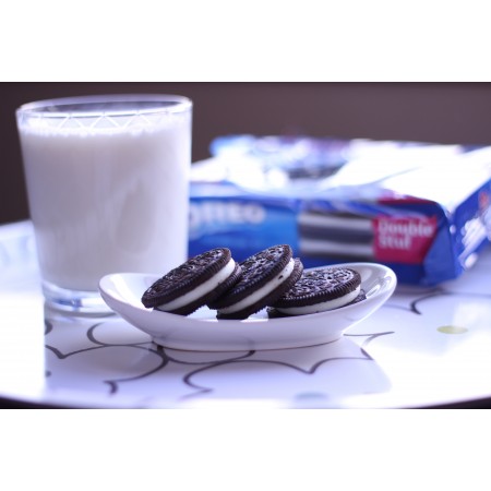 36x24 in Photographic Print Poster Cookies Oreo Milk Dessert Sweet Chocolate