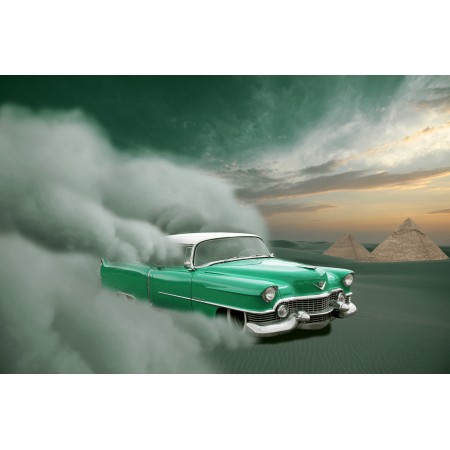 36"x24" Photographic Print Poster Car Cadillac Vintage Green Old