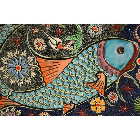 Poster Mosaic Fish Tile Art Ceramic Colorful Decorative