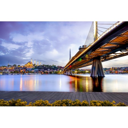 Poster Bridge City Cityscape Architecture Building Istanbul Travel