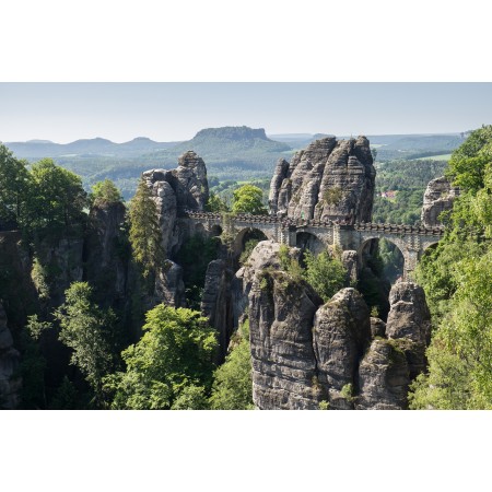 Poster Bastei Germany Forests Stones Landscape Bridge