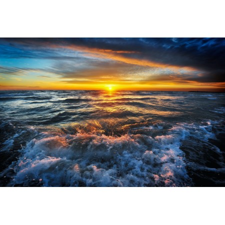 36x24in Poster Sea Sky Seascape Sunset Shore Clouds Sunlight