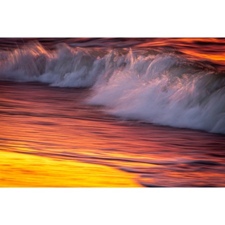 36x24in Poster Sea Waves Cool Mood Sunset Water Golden